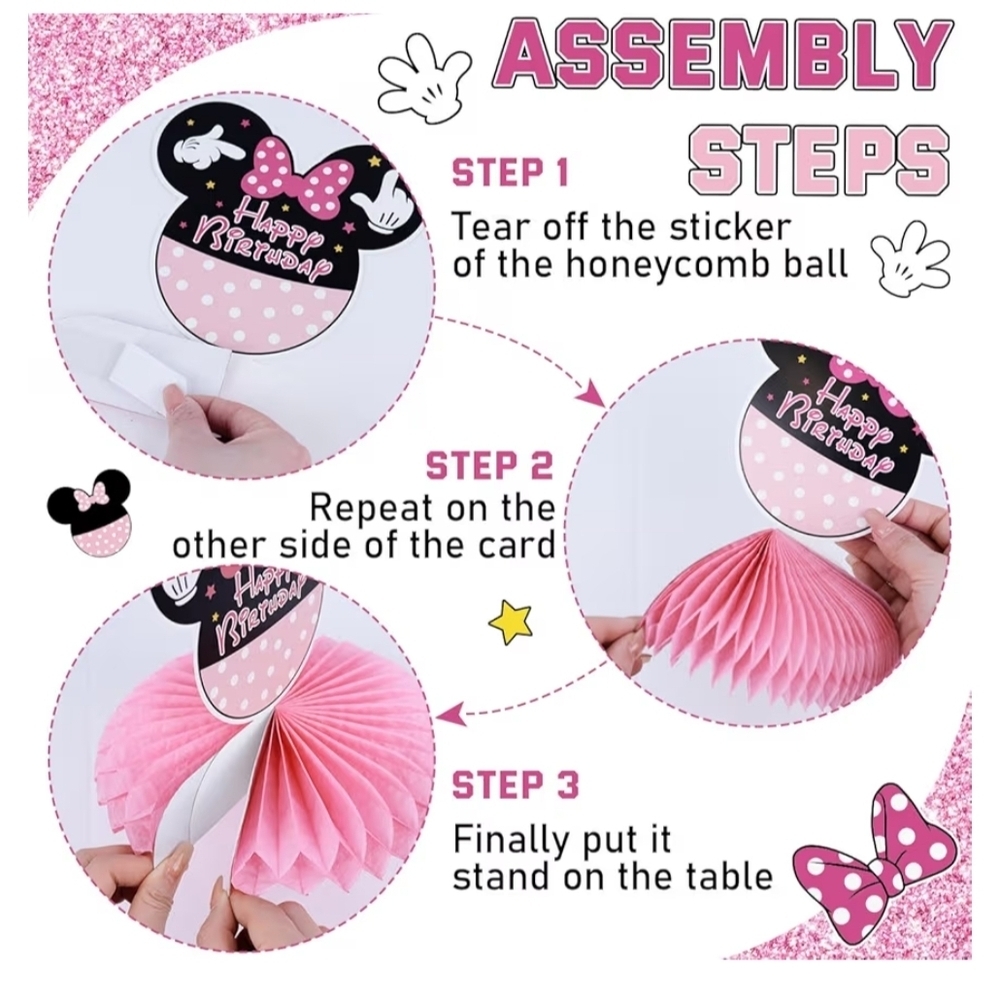 47-pcs Mouse Pink Birthday Party Decorations. - Picture 3 of 13